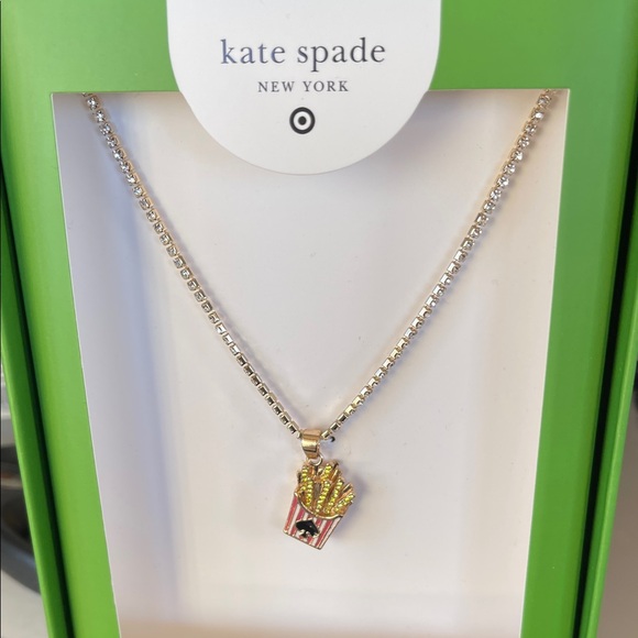 kate spade Jewelry - Kate Spade Gold and Pink French Fry Necklace 16" plus 3" extender